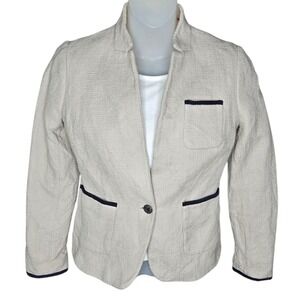 Banana Republic Womens Preppy Tweed Blazer Size 2 Academia Career Beige‎ Black